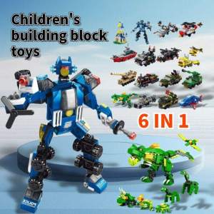 6in1 Police and Construction Vehicle Model Building Blocks Boys Kids Day Gift Educational Toy