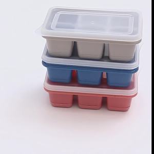 ZEO 6 Grids Ice Cube Mold with Lid Square Tray for Ice Cream Whiskey Cocktail Cold Drink Soft bottom and hard bottom