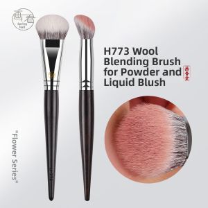 HUACHUNTANG | Slanted Blush & Contour Brush For Liquids Powders and Highlighter Wool
