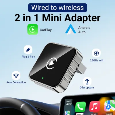 XUDA 2IN1 Wireless Carplay Adapter Converts Wired to Wireless carplay Adapter for iPhone Wireless Control Plug & Play Carplay