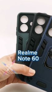 MDC Phone Casing for Realme Note 60 Note 60x Shockproof Case Rotate Metal Ring Holder Mobile Phone Cover Sarung Fon