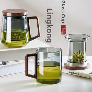 Tea and Water Separating Filtered Glass Cup