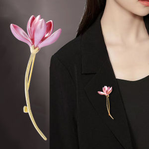 เข็มกลัด บัว เคลือบ สี ชมพู ผู้หญิง ติด รูปกลีบ ดอกไม้ แฟชั่น หรูหรา สำหรับ งานแต่งงาน ของ ขวัญ