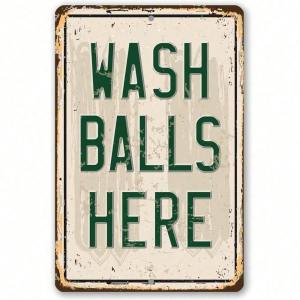 CIFbuy | CIFBUY Nghệ Thuật Treo Tường Bằng Nhôm Cổ Điển Wash Balls Here Trang Trí Phòng Giặt Vui Nhộn Chống Thấm Nước Bền Bằng Kim Loại Cho Gia Đình