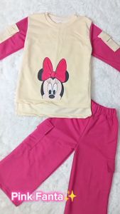 Setelan anak perempuan Karakter Kartun Celana Cargo Bagian Lengan ada saku aktif Oversize 1-12 Tahun