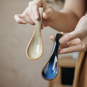 Ceramic Spoon Kitchen Utensils Starry Sky Glaze Soup Spoon Porridge Spoon Dining Spoon Handmade Ceramic Spoons for Home Use