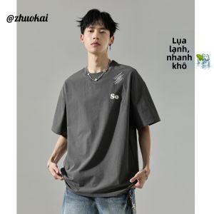 ZHUOKAI | Áo Thun Rộng Rãi Nhanh Khô Có Thêu Cảm Giác Mát Lạnh