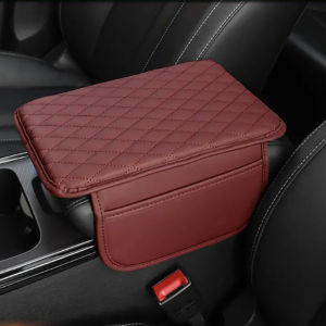 Universal Car Center Console Armrest Pad Leather Armrest Protector Cushion With Side Phone Storage Pocket