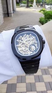 Forsining | Forsining Fashion Skeleton Automatic Watch for Men Small Dials Luminous Hands Stainless Steel Strap Business Casual Mens Watches