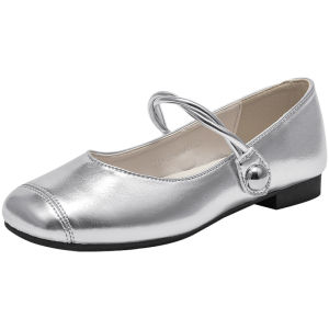DUSTO | Silver Mary Jane Low Heel Square Toe Women Shoes