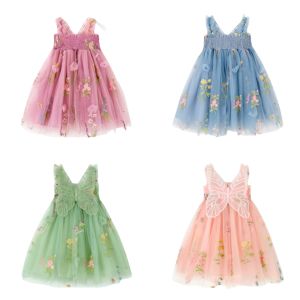 Rolanko Baby Girl Dress Tulle Embroidery Butterfly Splicing Sleeveless Toddler Princess Tutu Floral Dresses Wedding Party Birthday Dress