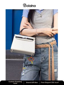 Bolaina | Ostrich Pattern Leather Handbag