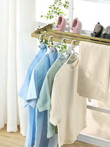No Drill Window Drying Rack for Clothes and Shoes - Fits Window Holds Jackets and Shoes Ideal for Home Laundry