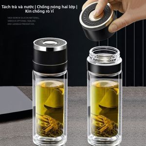 DANBIYIN | One Touch Open Dual Layer Insulated Tea Separating Cup Glass