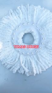 Bông lau nhà màu trắng sợi microfibe xoay 360 độ siêu thấm siêu sạch Bông lau sàn bàn tròn