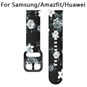 20mm/22mm Strap For Samsung Galaxy Watch 4/5/5 Pro/Classic 46mm/Active 2 Printing Silicone Bracelet For Amazfit GTR/GTS 4 Band