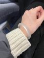 Vòng Tay Đá Mã Não Nhân Tạo Tự Nhiên Màu Trắng Băng Tinh Khiết Màu Vàng Sâm Panh Phẳng Đá Quartz Đá Onyx Trang Sức Thời Trang. 