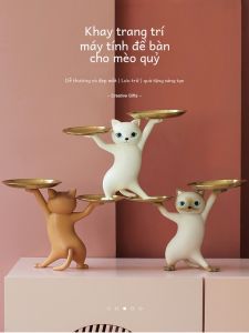 Sáng Tạo Màu Cát Điêu Khắc Hoạt Hình Quyến Rũ Khay Mèo Trang Trí Phòng Khách Lối Vào Để Bàn Lưu Trữ Chìa Khóa Trang Trí Cặp Đôi Quà Tặng