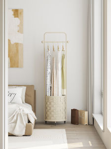 เก้าอี้แบบตั้งได้สำหรับใส่เสื้อผ้าในห้องนอน เก้าอี้แบบเคลื่อนที่ได้ จัดระเบียบเสื้อผ้าได้หลากหลาย โครงเหล็ก ไม่มีรอยเชื่อม