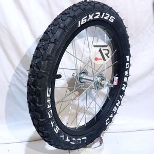 Roda sepeda 16 in 16 x 2.125 tinggal pasang Roda sepeda 16 x 2.125 Lucky stone siap pakai UNIVERSAL sepeda anak/dewasa