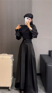 Fashionable Long Sleeve Base Shirt High Waist Mini Skirt Elegant Versatile Womens T-shirt Commute Pure Color Other Materials