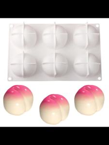 6 Ô Khuôn Làm Bánh Mousse Trái Cây Kiểu Pháp Với Thiết Kế Đào Chất Liệu Silicon Cấp Thực Phẩm Dụng Cụ Làm Bánh Nhà Bếp Thân Thiện Với Môi Trường Dụng Cụ Trang Trí Món Tráng Miệng