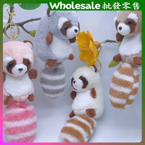 Creative Cartoon Raccoon Plush Keychain Couple Big Tail Bear Hanging Decoration Student Backpack Gifts for Women