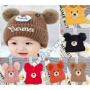 Kupluk pom pom rajut laki laki karakter beard rikues nama sendiri