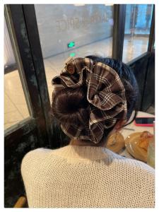 ริบบิ้นยางยืดทรงกลมลายสก็อตสไตล์ย้อนยุคสำหรับผู้หญิง ยางยืดผมทรงกลม ยางยืดผมสำหรับผูกผม ยางยืดผมสำหรับผู้หญิง