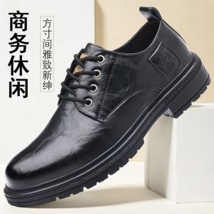 Mens Casual Leather Shoes Fashionable Easy to Match Business Commuting Autumn Winter Workwear Style Low Heel round Toe Shoes