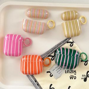 แฟชั่นสี Collision Stripes Glossy Earpods สําหรับ Apple Airpods 3 Pro 2 หูฟังไร้สายฝาครอบกล่องชาร์จสําหรับ Airpods 4