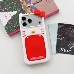 Sanrio | Ốp Điện Thoại Hello Kitty 3D Miệng Rộng Dễ Thương Bằng Silicon Mềm Cho iPhone 17/16 Pro Max/16 Plus - Chống Sốc Chống Xước Chống Bụi
