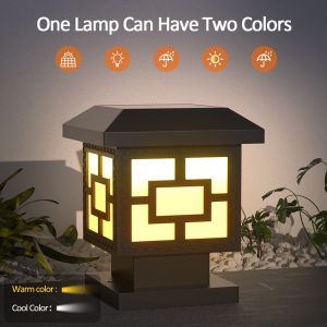 Vimite LED Solar Outdoor Fence Light Solar Column Lamp White light/Warm light IP65 Waterproof Lighting Decorative Lamp