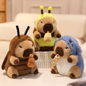22cm Cute Capybara Plush Toys Pull the String to Transform into Dinosaur Rabbit Shark Bee Cockroach Capibara Toys for Kids