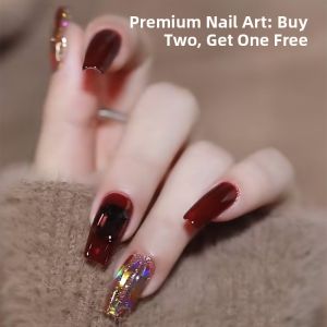 MONLEYTA | Wearable Short Nail Art Patches Finished Product Ice Transparent Color French Style For Autumn Winter New Arrival Premium Feeling