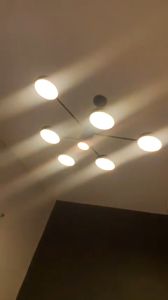 【Free Tri Color bulb】YHLAMP Nordic Minimalist Chandelier For Living Room Ceiling Lights Originality Fashion LED Lights Tri Color Ceiling Chandelier Kitchen Restaruant Bedroom Modern Design Chandelier Ceiling Lamp Black Metal Pendant Light