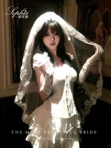 Halloween White Lace Bridal Veil Cosplay Lolita Headwear Gothic Vintage Photography Props Hard Tulle Wedding Accessory