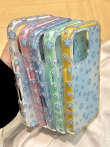 Droplet Blue Full Screen Phone Case Yellow Frame  15 pro 16 pro Max Compatible Two-In-One Soft Protective Cover for s