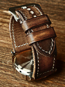 Vintage Soft Leather Watch Band for Men Women Style Handmade Aged PAM382 441 Neutral Buckle Medium Thickness Medium Gloss