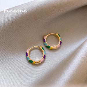 New Design sense Mini Simple Colorful Drop Glaze Enamel Hoop Earrings for Women Girls Korean Fashion Jewelry Accessories