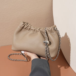 ผู้หญิงจริงCowhideโซ่ไหล่กระเป๋าอเนกประสงค์Crossbody Toteกระเป๋าสบายๆจีบกระเป๋าHobo Satchelสลิงกระเป๋าสาวกระเป๋าสไตล์