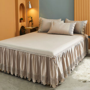 Pure Cotton High-End Bed Skirt Single Piece 2025 New Style Bed Apron Cover 100% Cotton Skirt Style Bed Sheet Bed Cover Three Piece Set