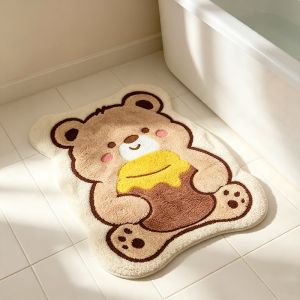 VIKAMA Dễ Thương Nằm Thỏ Hoa Mềm Mại Thảm Tắm Thấm Hút Nước Chống Trơn Trượt Hoạt Hình Hình Thảm Cho Phòng Ngủ Trang Trí Phòng Tắm