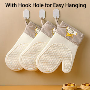 Kitchen Baking Gloves Anti-Scalding Anti Slip Silicone 300 ℃ High Temperature Resistant Oven Microwave Thickened Kitchenware Heat Insulated Baking Tools