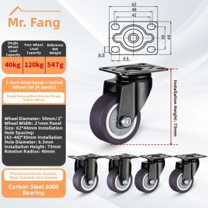 FANGXIANSHENG | Heavy Duty Quiet Black Casters