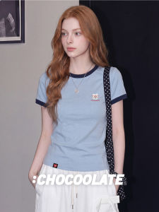 Color-blocked Fitted Short-sleeve T-shirt