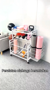 Rak Organizer Alat Gym & Barbel Tempat Penyimpanan Peralatan Olahraga (Hitam/Putih)