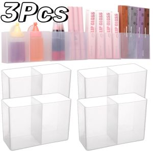 3Pcs 2 Grids Wall Mounted Cabinet No Punching Required Small Objects Makeup Storage Box Eyebrow Pencil Lipstick Cosmetic Sorting Rack