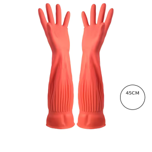 45cm Lengthen Dishwashing Cleaning Gloves Latex Rubber Waterproof Work Hand Gloves for Household Scrubber Kitchen Cleaning Tools