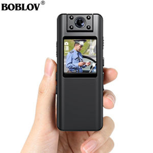 Boblov A22 HD 1080P Hồng Ngoại Quan Sát Ban Đêm Camera Mini Có Đèn LED Màn Hình Nhỏ Máy Quay 180 ° Thiên Thần Bodycam Cảnh Sát cam Xe Đạp Camera
